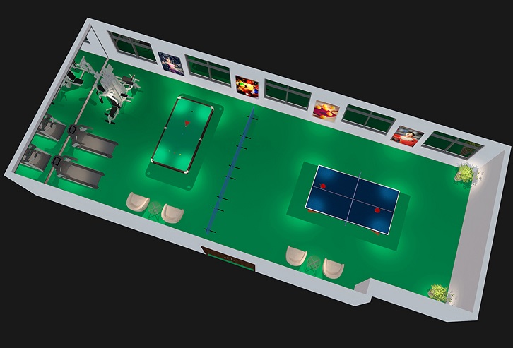 100m2單位健身房